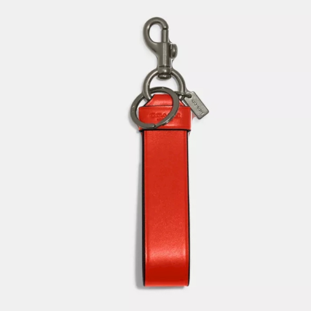 COACH Large Loop Key Fob Red Orange / Gunmetal NWT $80